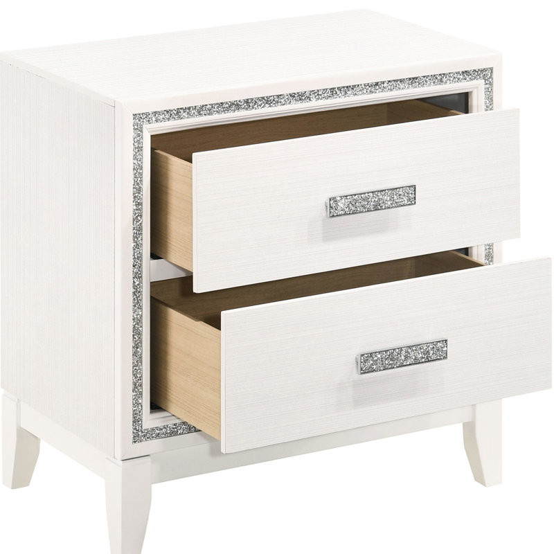 Table de chevet blanche 2 chambres - Design moderne avec amplement d'espace de rangement et coffre-fort contemporain