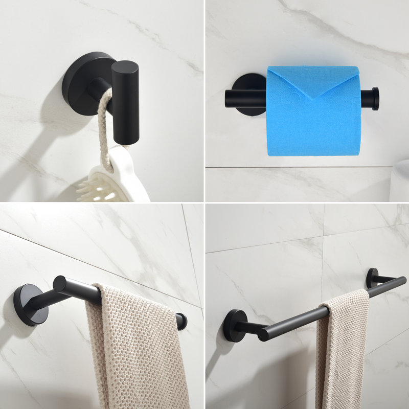 Ensemble de quincaillerie de salle de bain 5 pièces, Noir