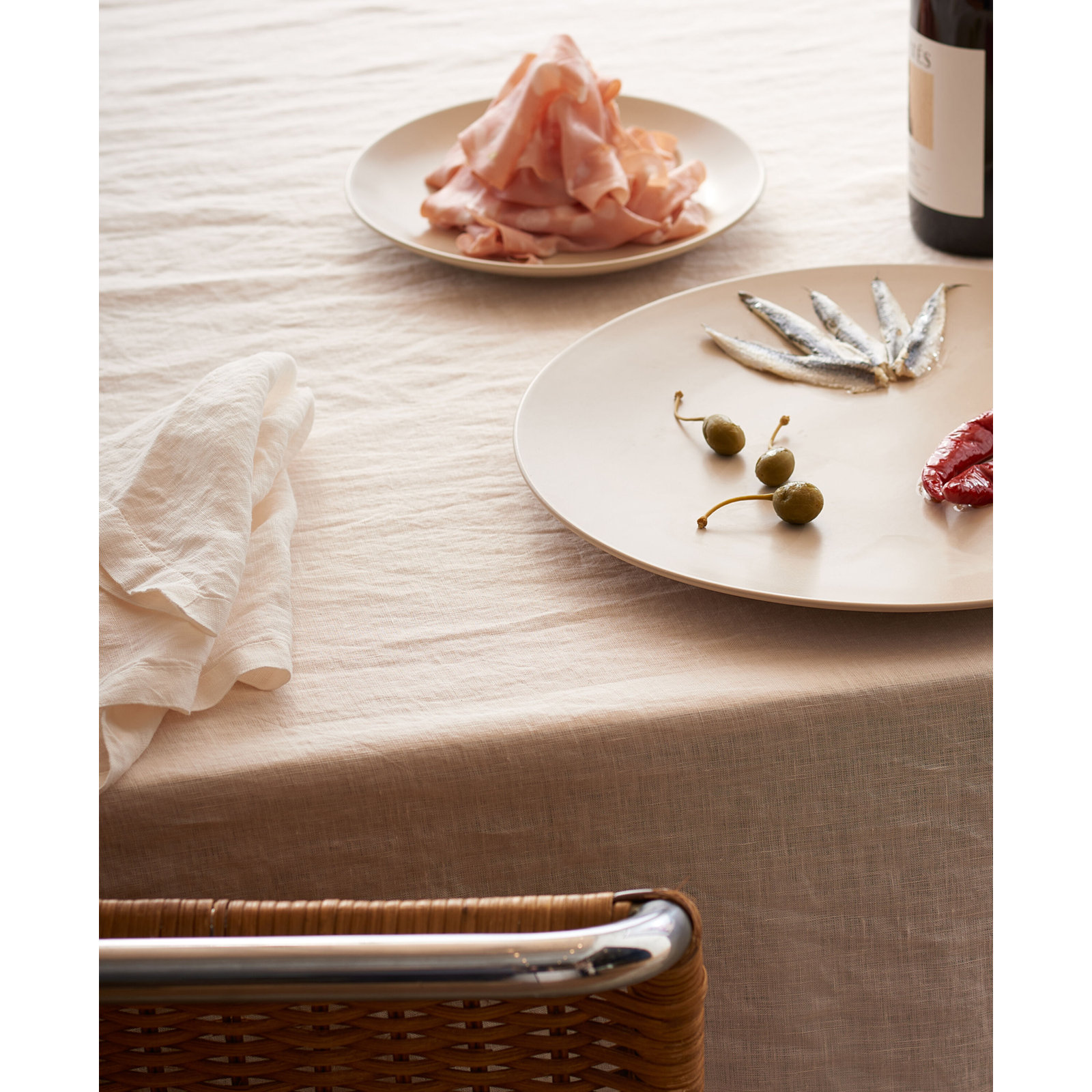 55" Linen Tablecloth, Gray