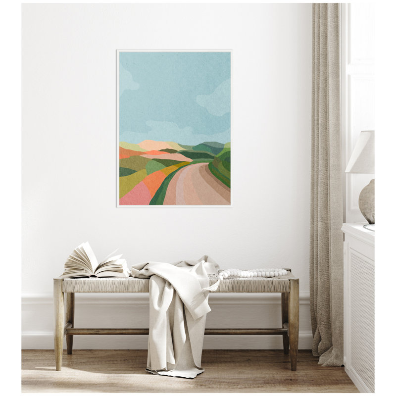«Beautiful Landscape with Road» par juillet, reproduction d'art sur toile encadrée, H 38 po x l 28 po