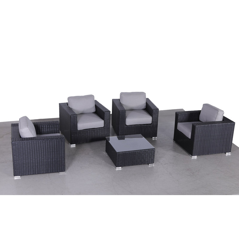 Amento Wicker Fully Assembled 4 - Person Seating Group with Cushions