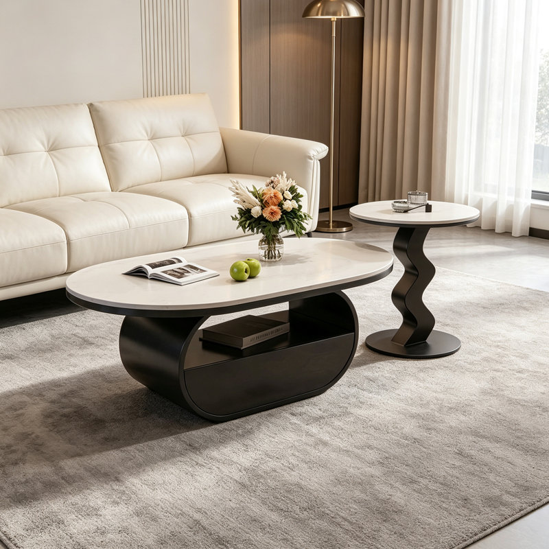 Minimalist Coffee Table With Storage, 15.74" H x 47.24" W x 23.62" D, White