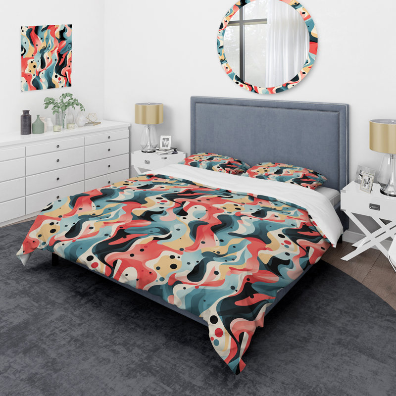 Ensemble de housse de couette tribal rose et bleu I, Housse de couette simple + 1 taie décorative stan