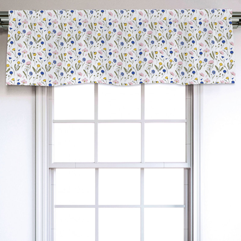 Sateen Floral Ruffled Window Valance