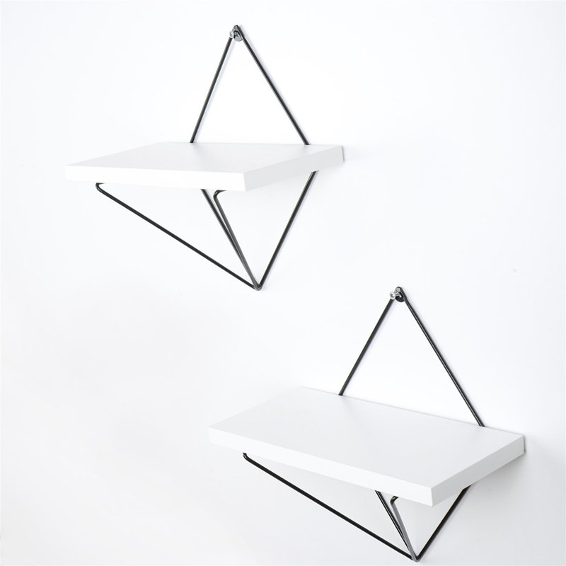 Tablette murale élégante en bois, noir et blanc, 11,8 po x 11,8 po x 5,5 po | Fabrication 100% métal pouvant supporter jusqu'à 11 lb | Design scandinave moderne, parfait pour la décoration et l'organisation de la maison