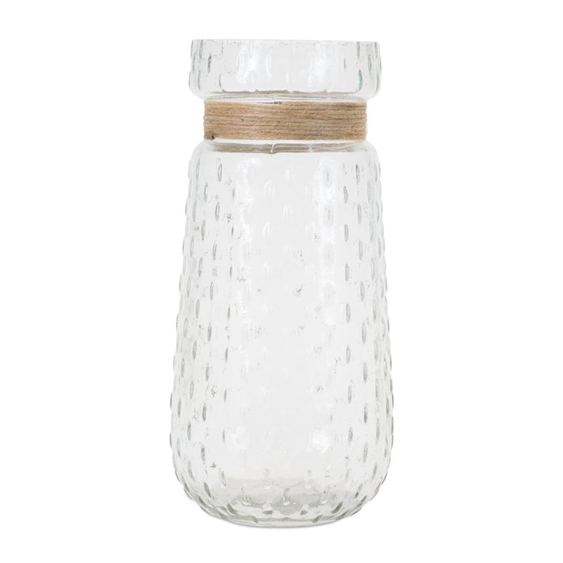 Texture Glass Vase with Jute Accent