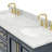 61'' Double Bathroom Vanity with Carrara Marble Top-93359416