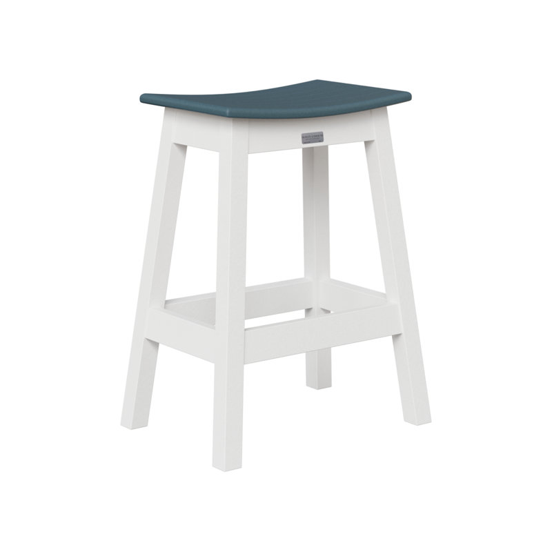Berlin Gardens Saddle Bar Stool, White/Slate, 30.5