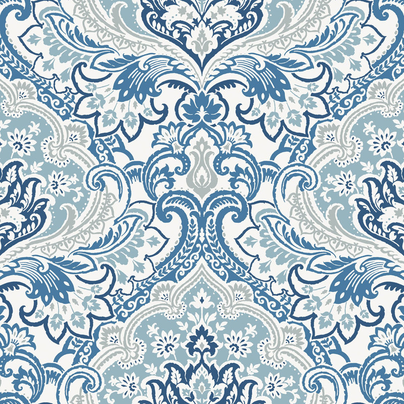 Cecili 8.23m x 68.58cm Matte Wallpaper Roll, Blue