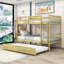 Lit superposé simple en bois convertible Hulbard avec lit gigogne simple et garde-corps-358664517
