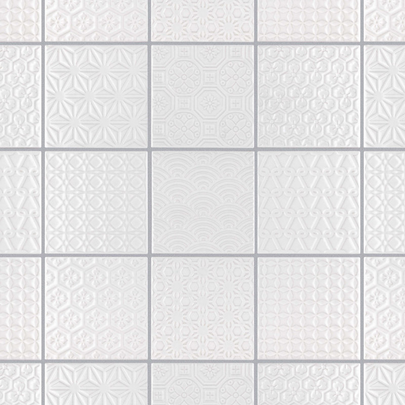 Carreau de mosaïque murale en porcelaine 4 "x 4" Spirit, Blanc