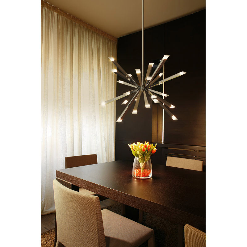 Starburst 24 - Light Sputnik Sphere LED Chandelier, Polished Chrome, 24.7" H x 39.5" W x 39.5" D
