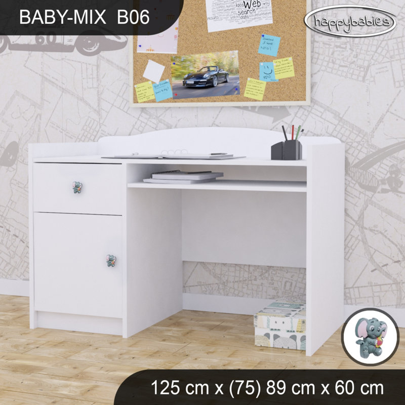 125cm Computer Desk, White