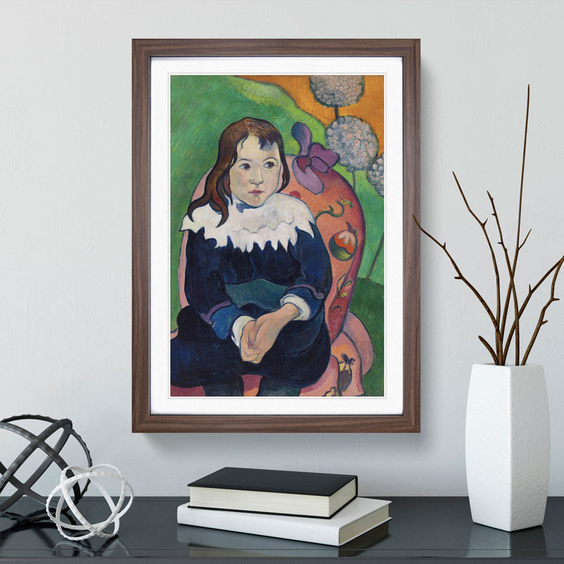 Portrait of a Child by Paul Gauguin - Picture Frame Painting, Walnut Framed, 36cm H x 27cm W x 2cm D