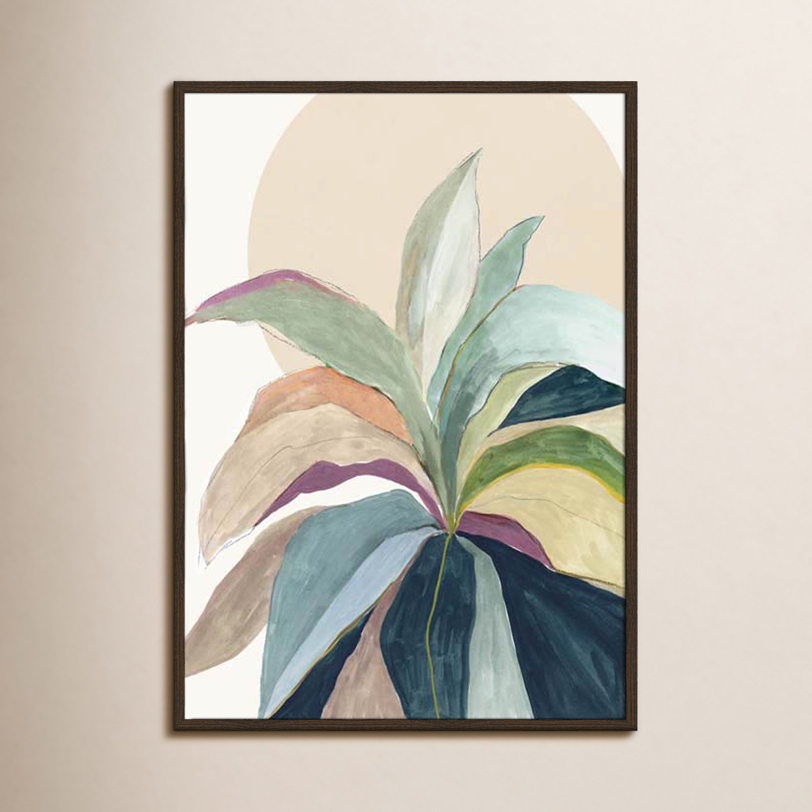 Sunny Bright Leaves II Print by Asia Jensen, 41.5" H x 29.5" W x 0.75" D, Walnut Slim Unmatted Picture Framed