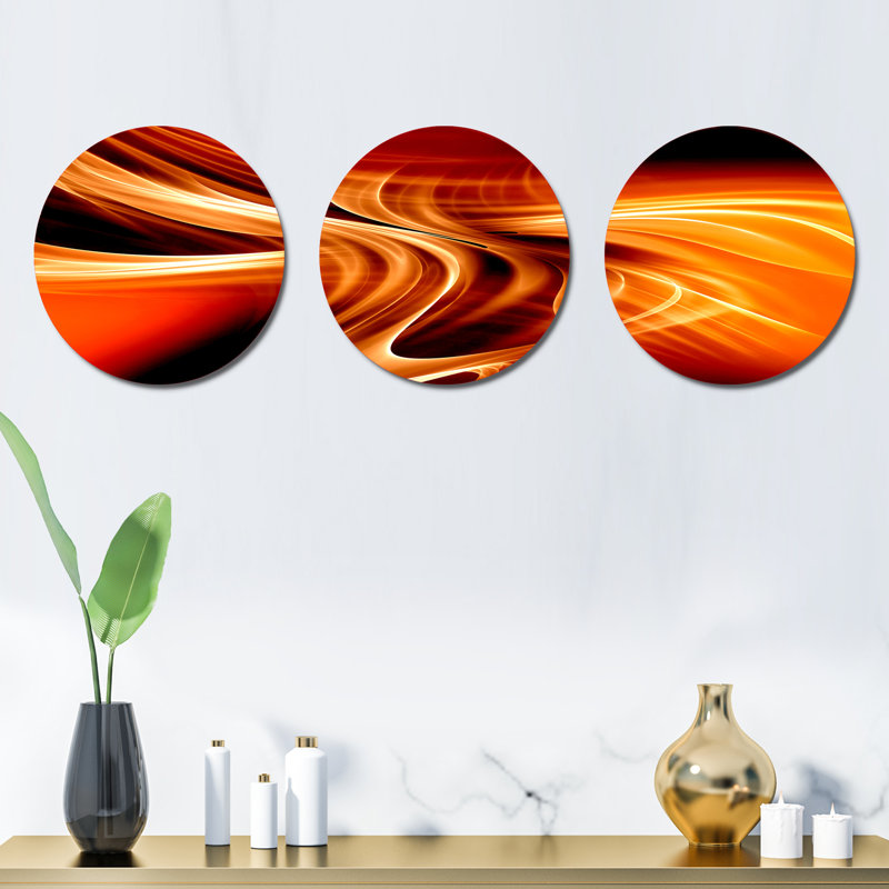 «Orange Abstract Warm Fractal Design», ensemble de 3 impressions non encadrées