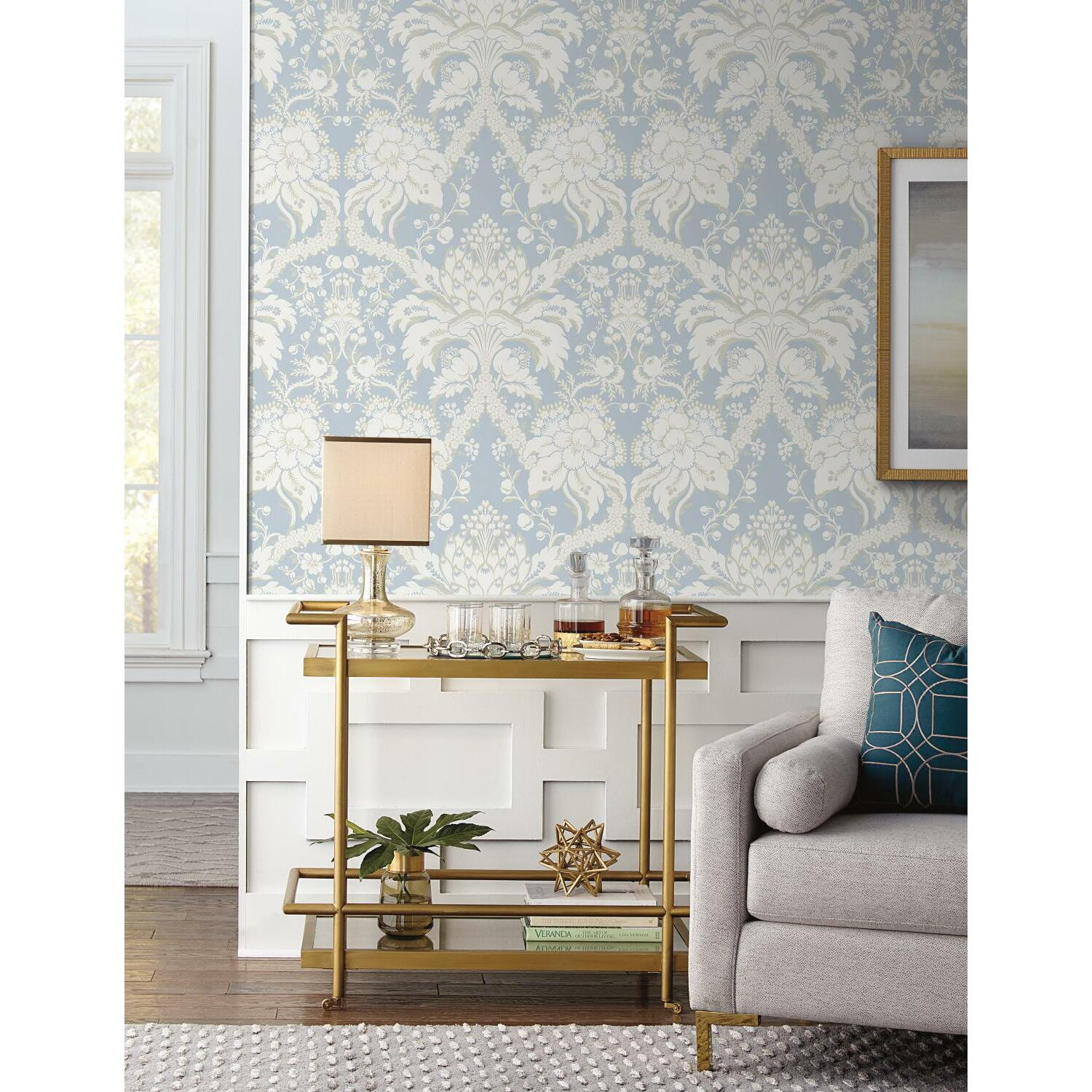 Damask Wallpaper, Blue
