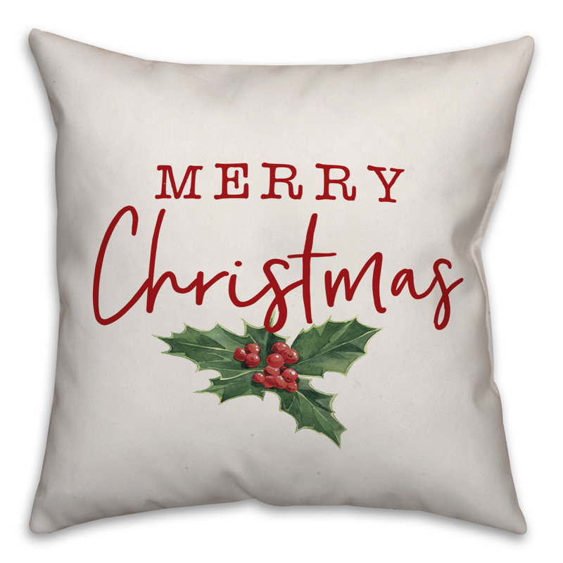  Coussin Merry Christmas Poinsettia, Extérieur, 16 po x 1 po
