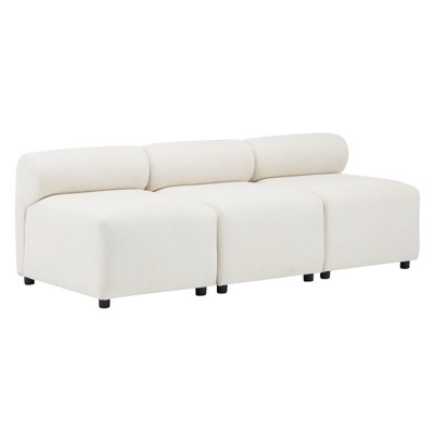 3 Seater Modular Sectional With Armless Style, 78 In Depth, Beige Fabric, Solid Wood Frame For Longevity, Oversized Sinuous Springs, High Density Foam, Wide And Deep Seat Cushion, Flexible
