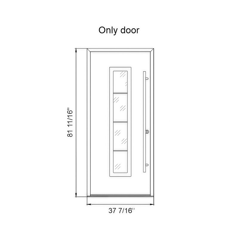 Porte d'entrée pré-suspendue Diamond A9, Droite / vers l'intérieur, Noir / noir / transparent