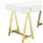 Pangea Home Griley Modern Seesaw Writing Desk with Gold Base – In White High Gloss Finish-621247404