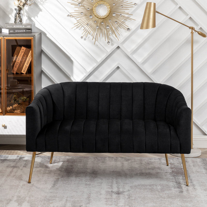 Mossley 51'' Velvet Loveseat, Black