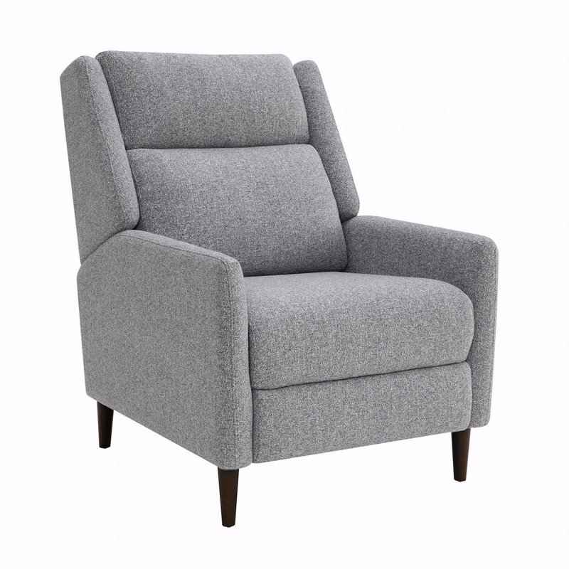 Manual With Recliner Function High Back Channel Detail Tapered Legs Leathered Upholstery Gray Finish Primary Living Room