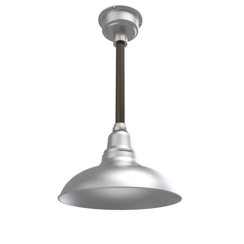 Idella 1 - Light LED Single Pendant, Galvanized Silver with Mahogany Bronze Downrod, 9" H x 12" W x 12" D