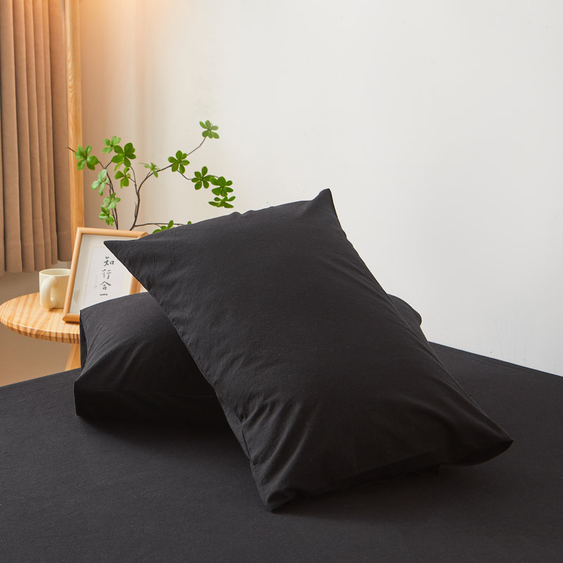 XINMIANFANG 100% Washed Cotton Pillowcases Linen Textured Natural Wrinkle Pillow Shams Set of 2 Comfy Breathable Durable
