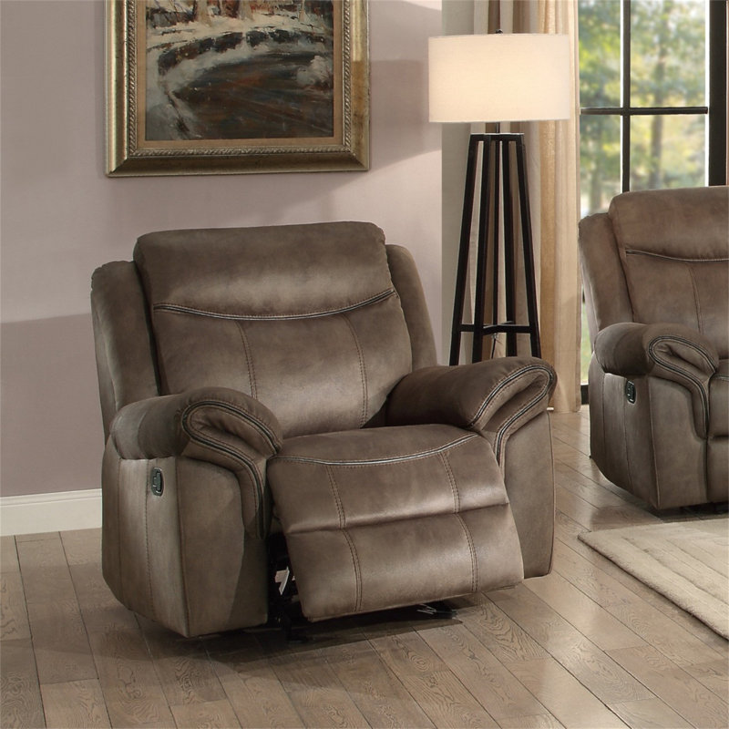 Fauteuil inclinable à bascule marron, confortable, revêtu de microfibre, meuble de salon, 1 pièce