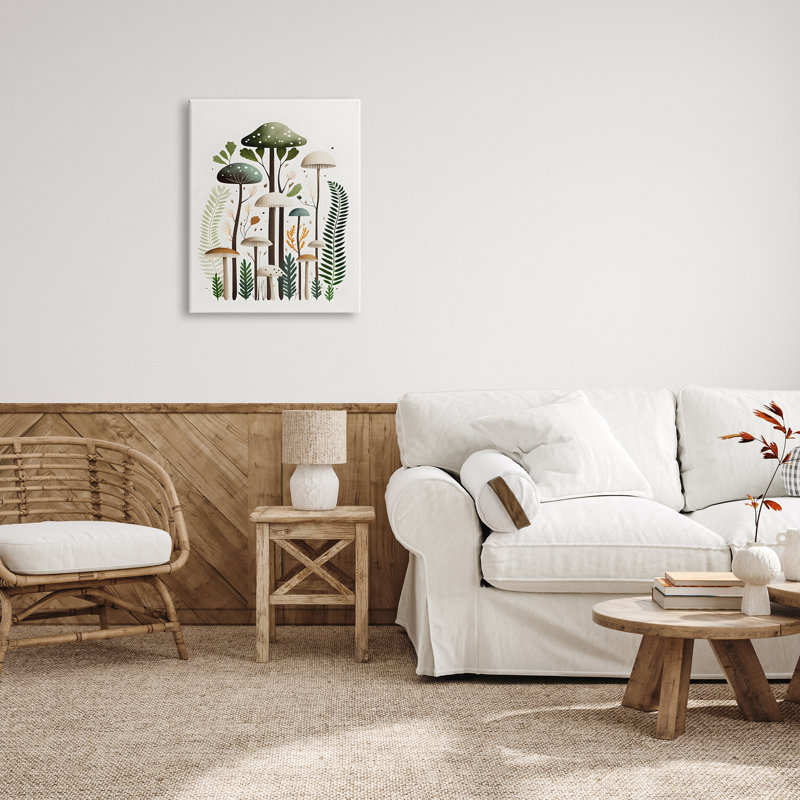 Champignons verts fantaisistes sur toile, H 30 po x l 24 po x P 1,5 po