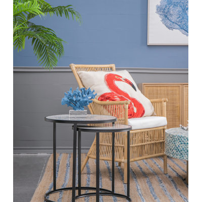 Ensemble de 2 tables de bout rondes, tables d'appoint empilables avec structure en métal robuste
