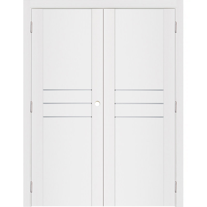 Double porte intérieure stratifiée blanc doux pré-suspendu Stile 005, 64 po x 96 po, S'ouvre à gauche vers l'intérieur