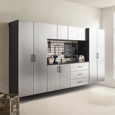 Wall Mounted Storage Cabinet, 30.6 In. W, 78.53 H, 22.31 D, Contemporary Design, Metallic Grey Finish, Function, Water And Heat , 2X Thicker Edge Sealing, E0-Grade Board, Shelf Provision, Heavy-Duty