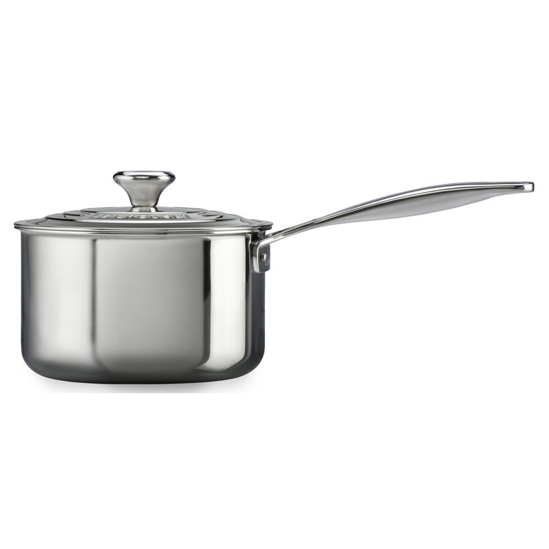 Le Creuset Stainless Steel Saucepan with Lid, 3 qt.
