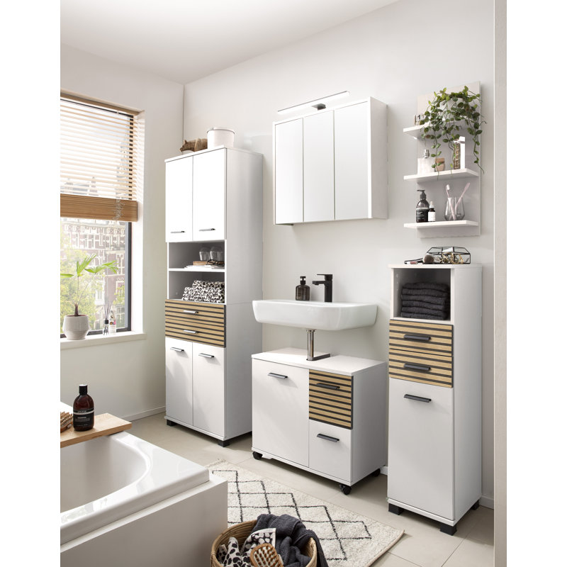 Rayel Bathroom Cabinet, White Matt