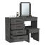 Coiffeuse de maquillage, quatre tiroirs, un miroir, tabouret - chêne Smokey