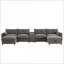 Canapé modulaire en forme de U 6 places avec repose-pieds de rangement, console, USB | Chenille 30 po de large pour salon | Gris clair, chenille-927379726