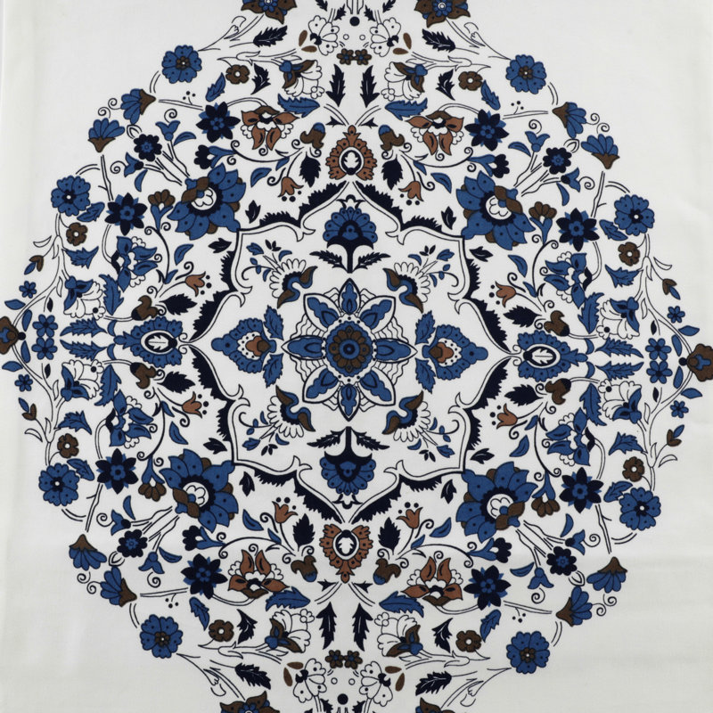 Kerala Cocoa Blue and White Cotton Euro Pillow Covers