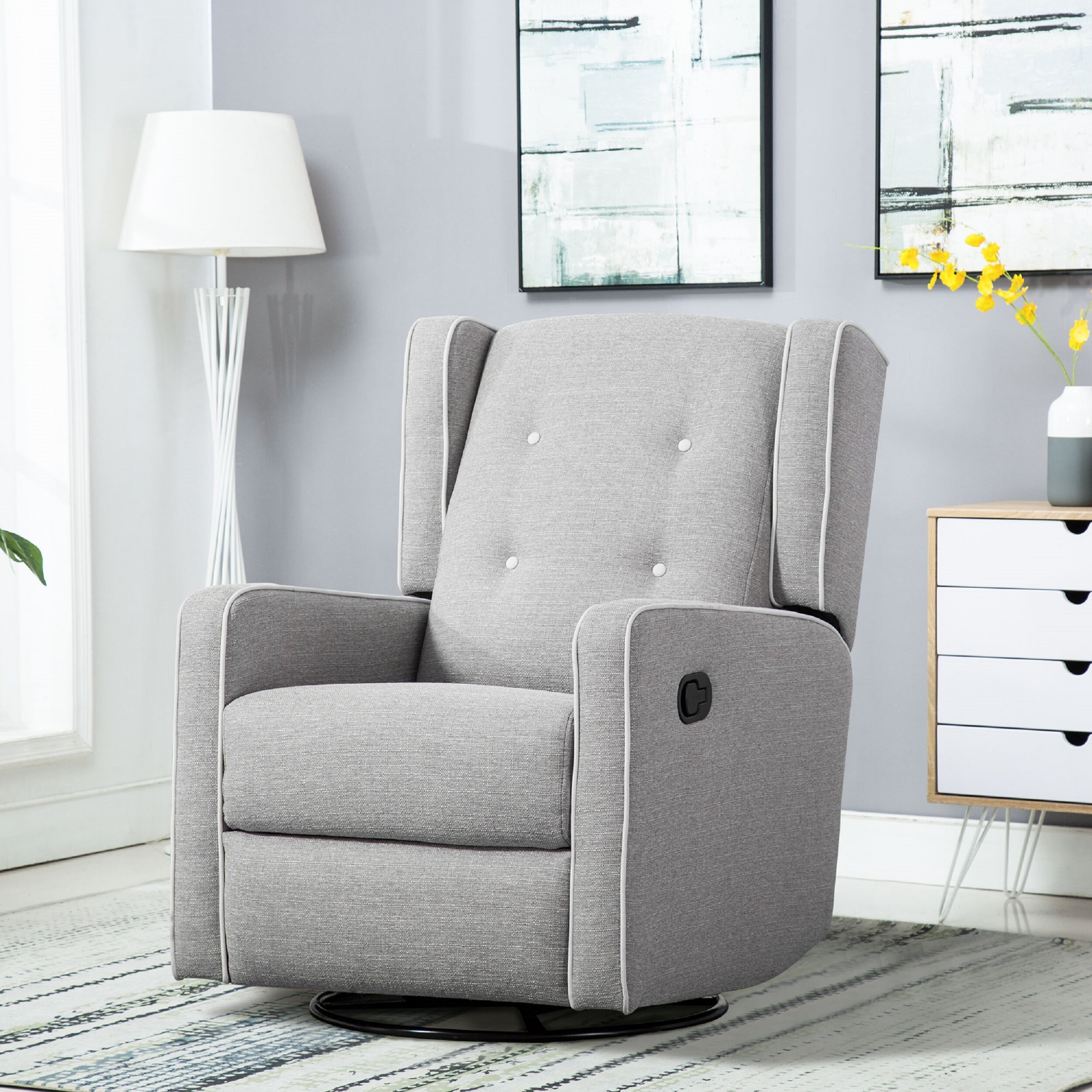 with Wing Back Touch Swivel, Reviews Wide Nursery Run® 30\'\' Modern Wykoff and | Wayfair Latitude Manual Recliner & Rocker Soft Glider