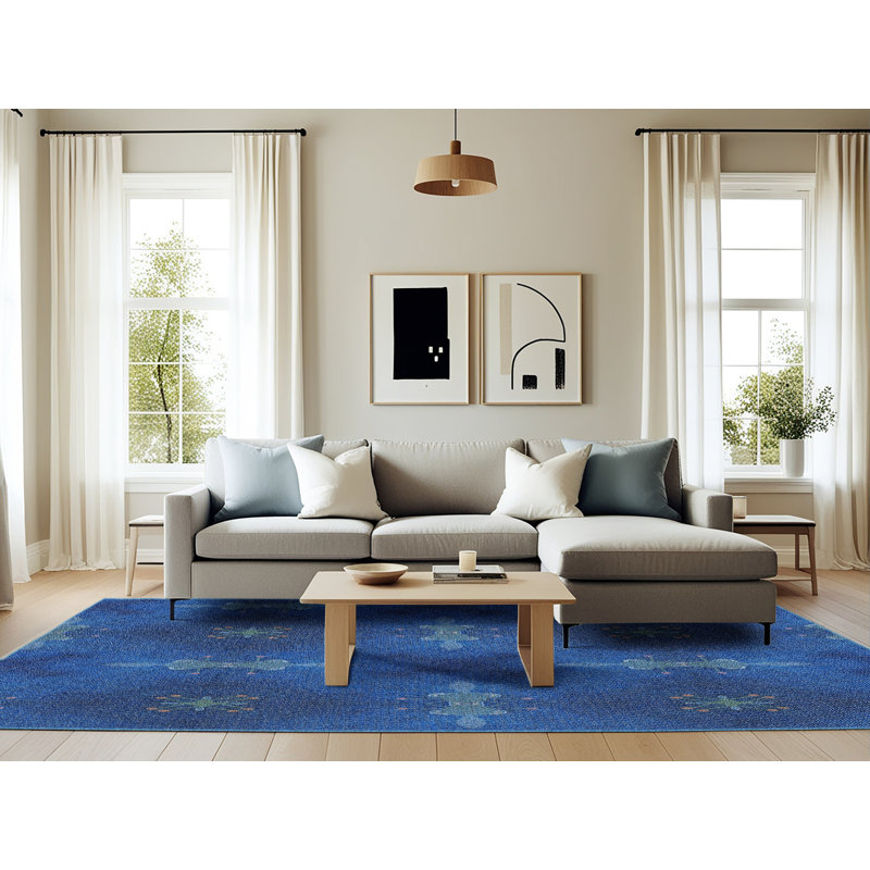 Tapis à motifs bleu / noir, Rectangle 6 pi x 9 pi