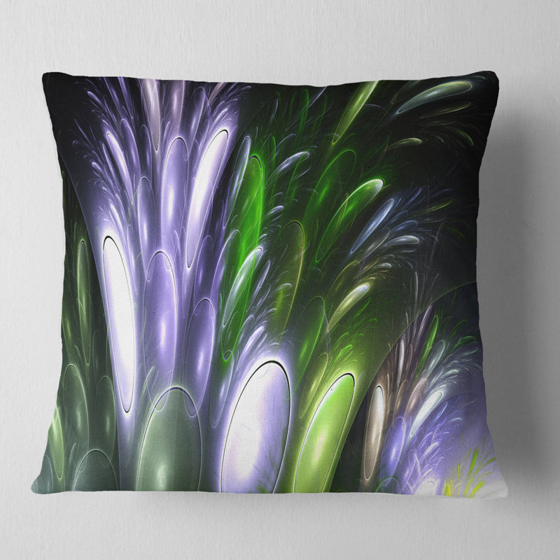 Mystérieuse fleur psychédélique - coussin abstrait imprimé, 18 po x 18 po, Coussin décoratif