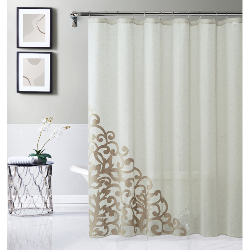 Rideau de douche simple en velours Sarbaugh, Lin