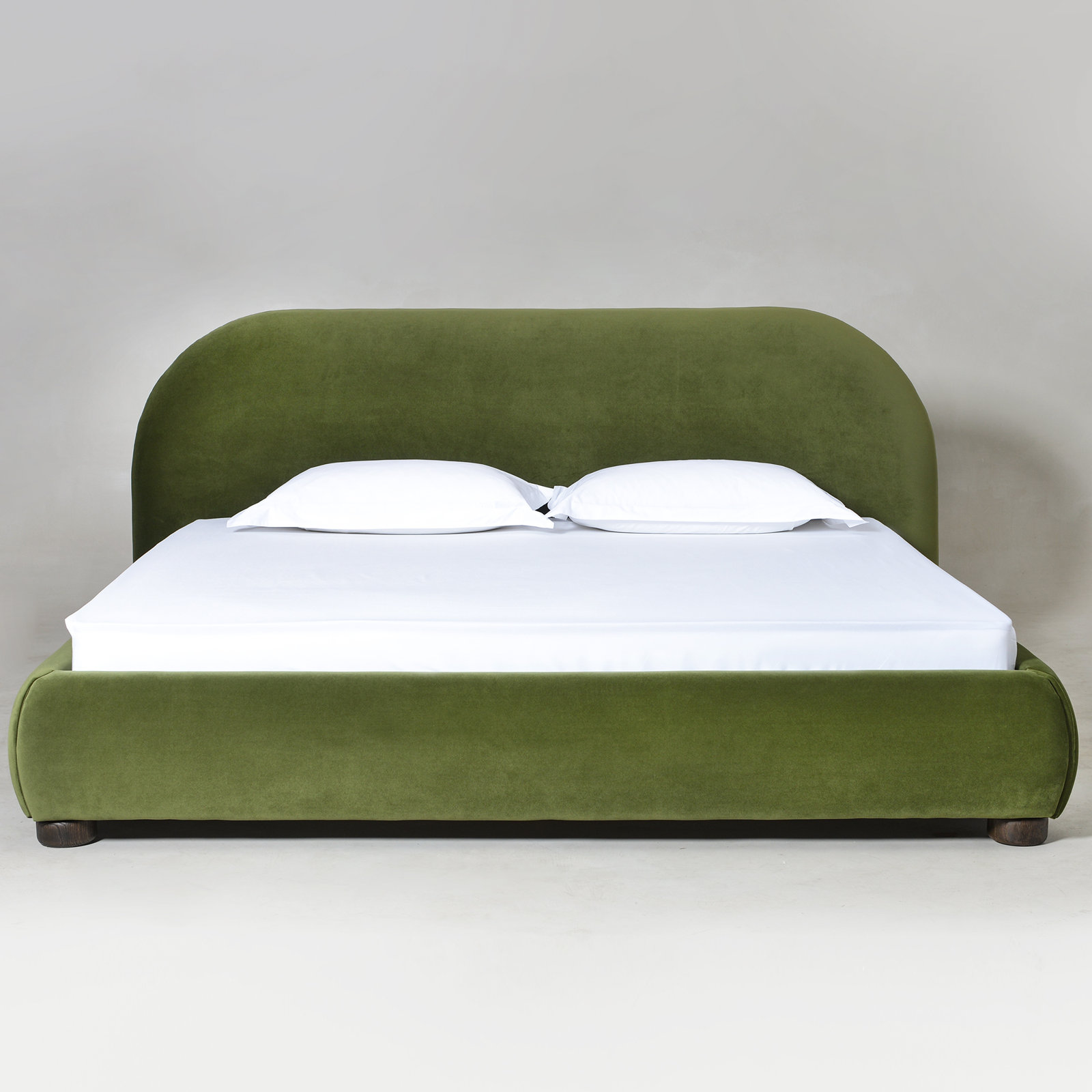 Tesso Velvet Upholstered Bed, King, Olive Green