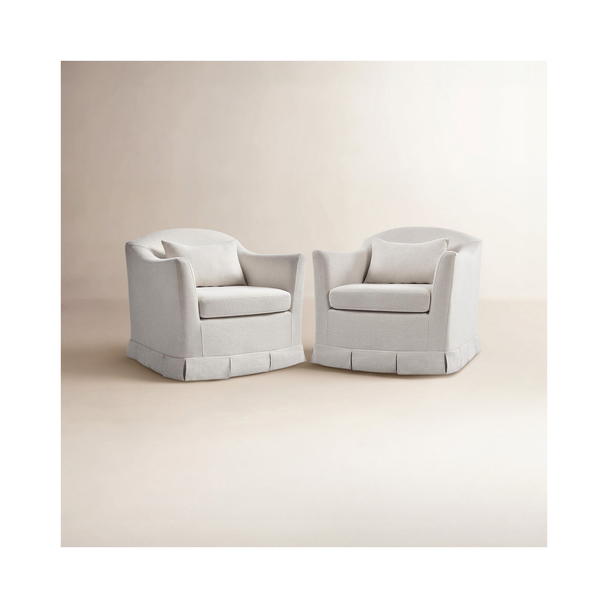 Electra Modern Farmhouse Slipcovered Swivel Armchair Set of 2, White Polyester