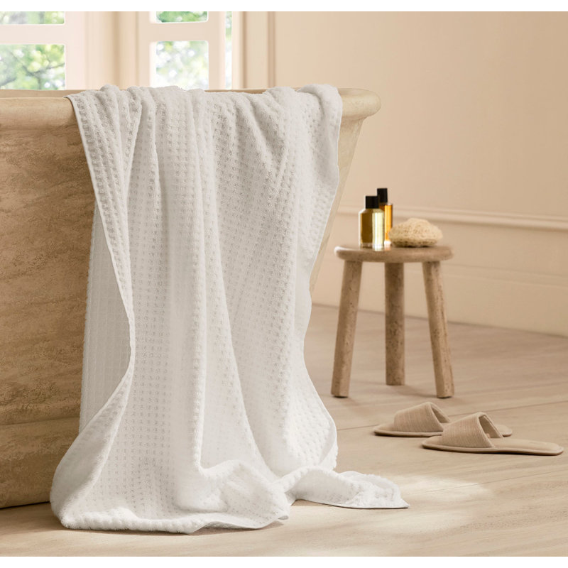 Turkish Waffle, White, Bath Sheet - 1 Pack