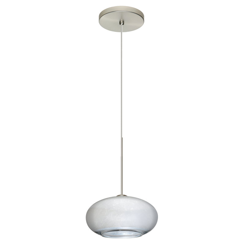 Luminaire suspendu sphère 1 lumière Birkdale, Nickel satiné, Feuille d’argent