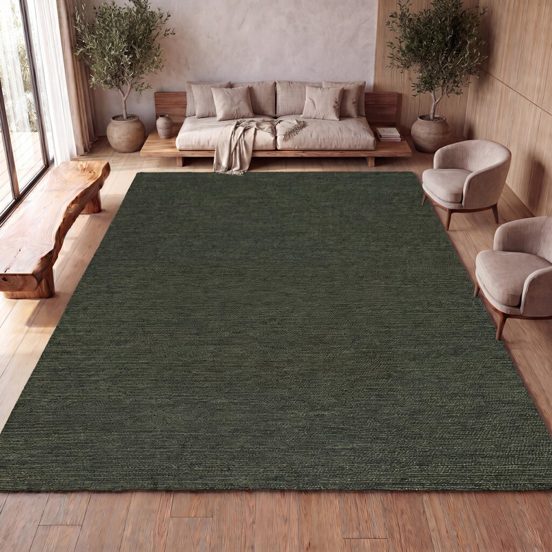 Tapis vert en jute tissé Griffin, Rectangle de 5 pi x 8 pi