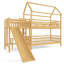 Lit simple superposé en forme de maison avec glissade, lit maisonnette avec escalier de rangement, deux méthodes de placement, conception silencieuse, naturel-133434991