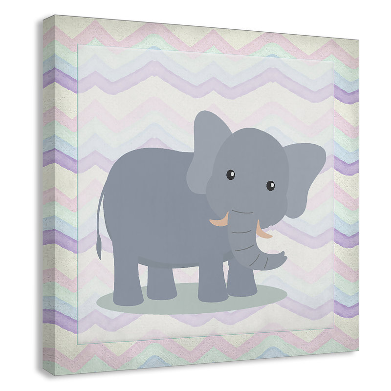 Art de l'éléphant rose, Canevas, H 12 po x l 12 po x P 1,5 po